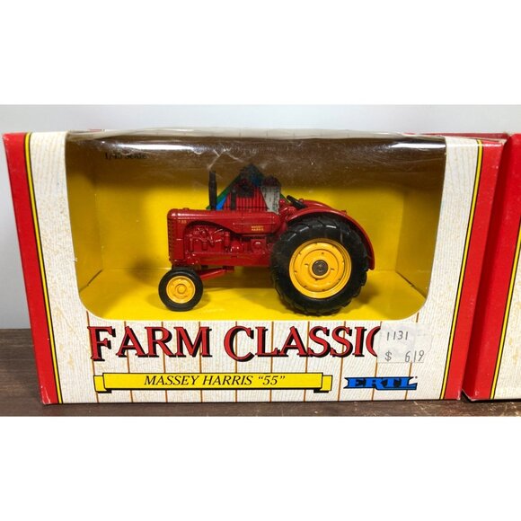 Ertl Farm Classics Massey-Harris 55 Tractor & Flare Box Wagon Diecast 1/43 Lot - Picture 2 of 8